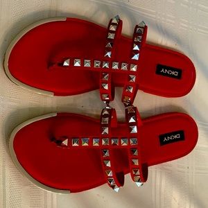 DKNY red sandals